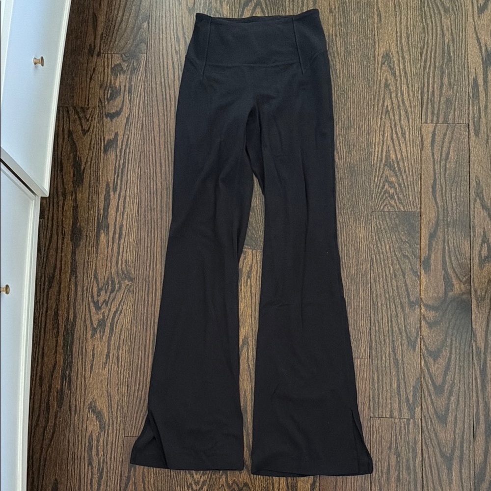 Lululemon black flare leggings side slit